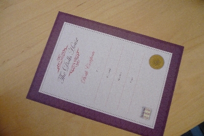 The Dolls House birth certificate