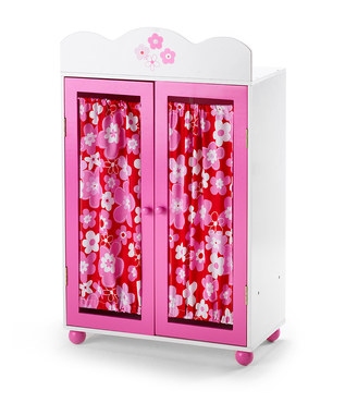 Pink curtained doll wardrobe from The Dolls House