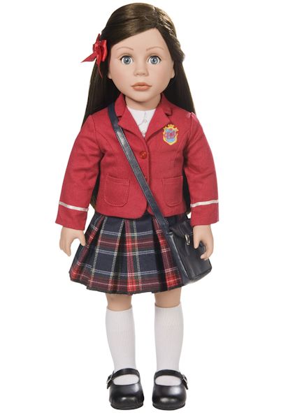 Bonnie & Pearl doll in a school uniform